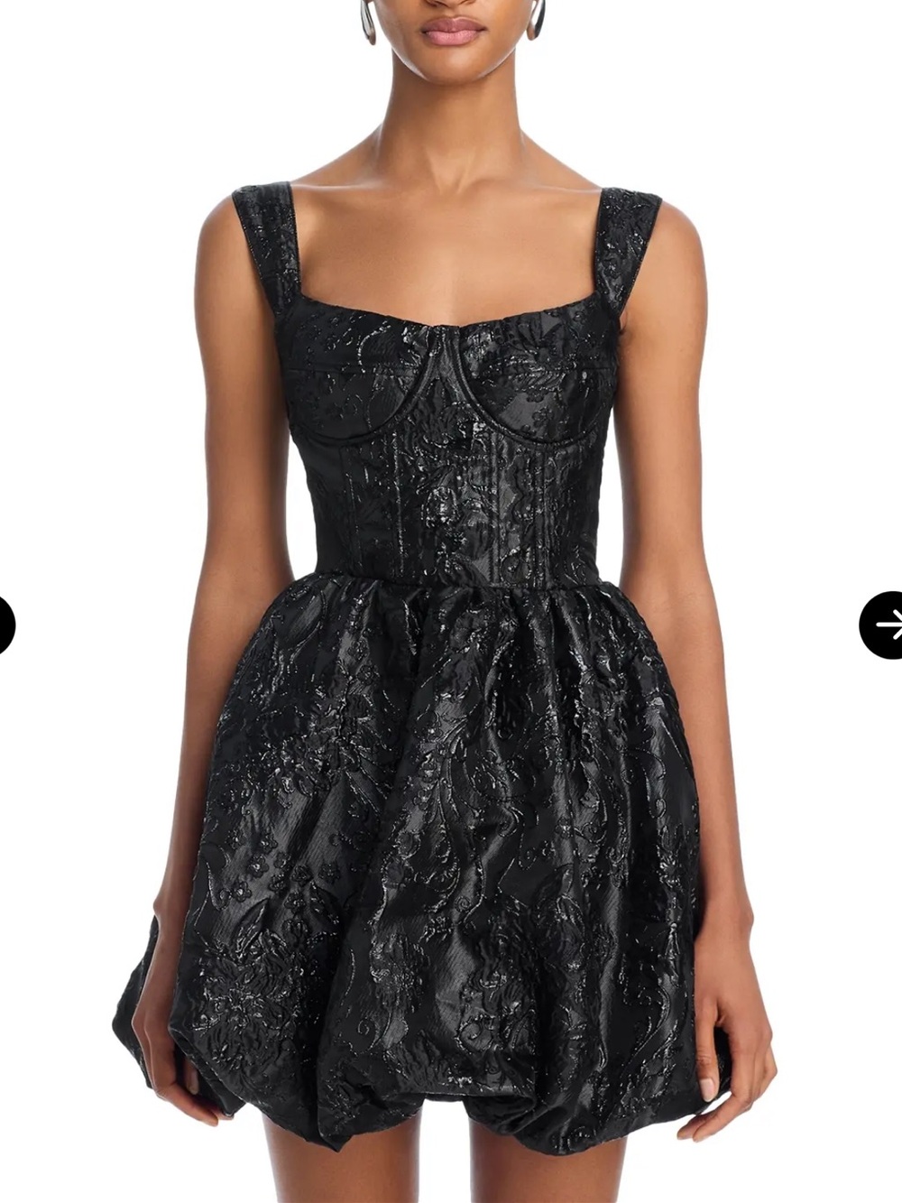 Aqua Black Embroidered Bustier Mini Cocktail Dress